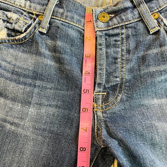 7 For All Mankind Josefina Skinny Boyfriend Blue Torn Distressed Y2K Jeans 25 - Picture 11 of 13